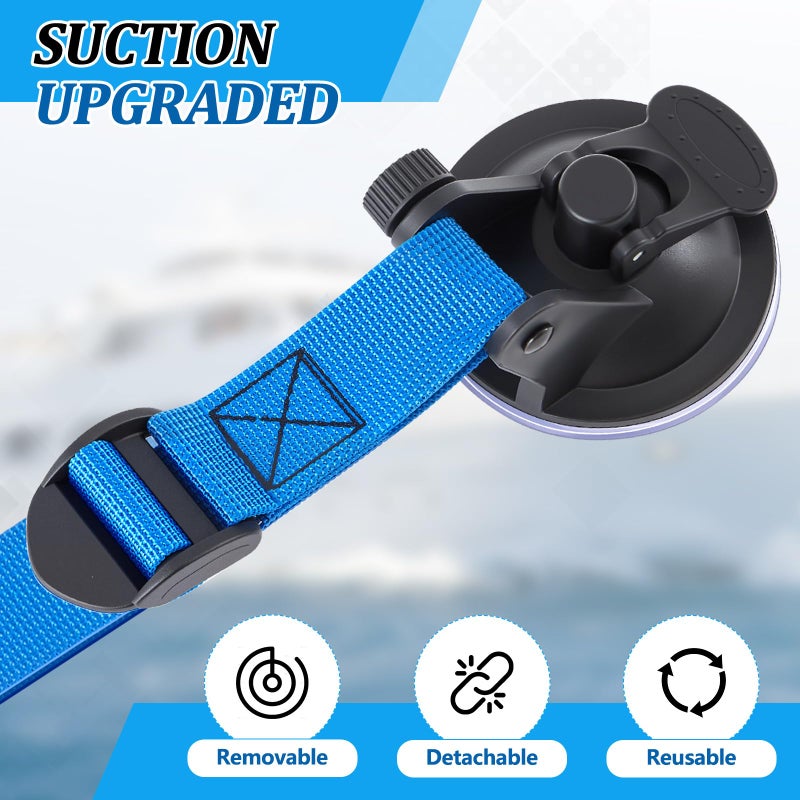 Woanger 4 Pcs Suction Cup Fender Straps Adjustable Boat Bumpers Fenders Strap Heavy Duty Suction Cups Vacuum Outdoor for Boat Bumpers Fenders(Blue) - Image 4